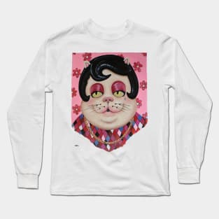 Cat Boss Cat Gangster Mobster Mrs. Kitty Boom Boom Original Painting By Tyler Tilley Long Sleeve T-Shirt